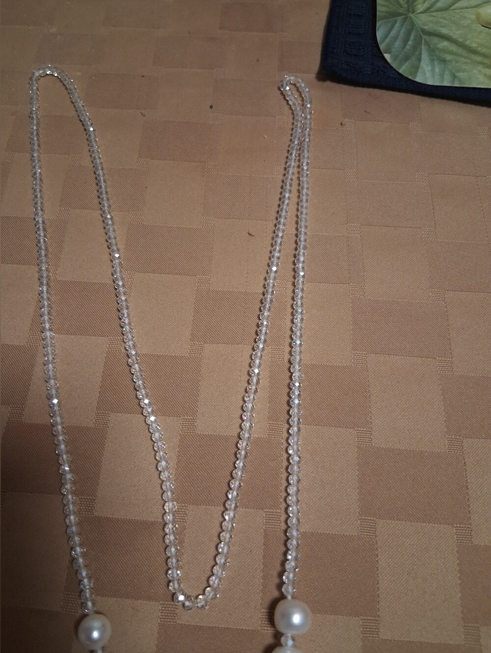 Crystal & Pearl Lariat Necklace - White Pearl - Picture 2 of 4
